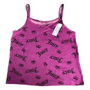 Juicy Couture tank spaghetti strap fuchsia purple pink black sleepwear medium